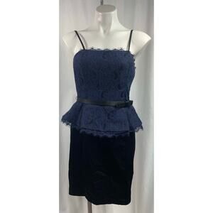 50% OFF Kate Young Peplum Dress Blue Lace Spaghetti Strap